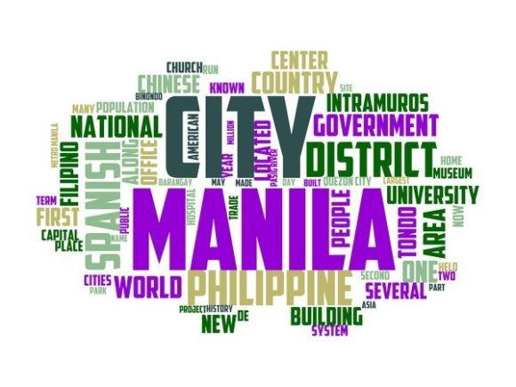 Manila Typography Banner: A Beautiful Hand Drawn Colorful Wordcloud for Creative Projects